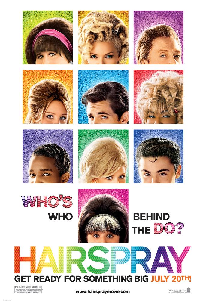 HAIRSPRAY, top row: John Travolta, Michelle Pfeiffer, Christopher Walken, second row: Amanda Bynes, James Marsden, Queen Latifah, third row: Elijah Kelley, Brittany Snow, Zac Efron, bottom row: Nikki Blonsky, 2007. ©New Line