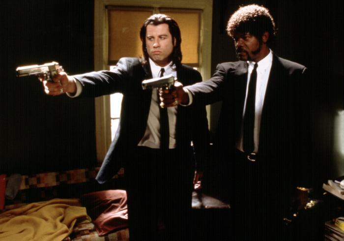 PULP FICTION, John Travolta, Samuel L. Jackson, 1994. (c)Miramax. PULP FICTION, John Travolta, Samuel L. Jackson, 1994. (c)Miramax.