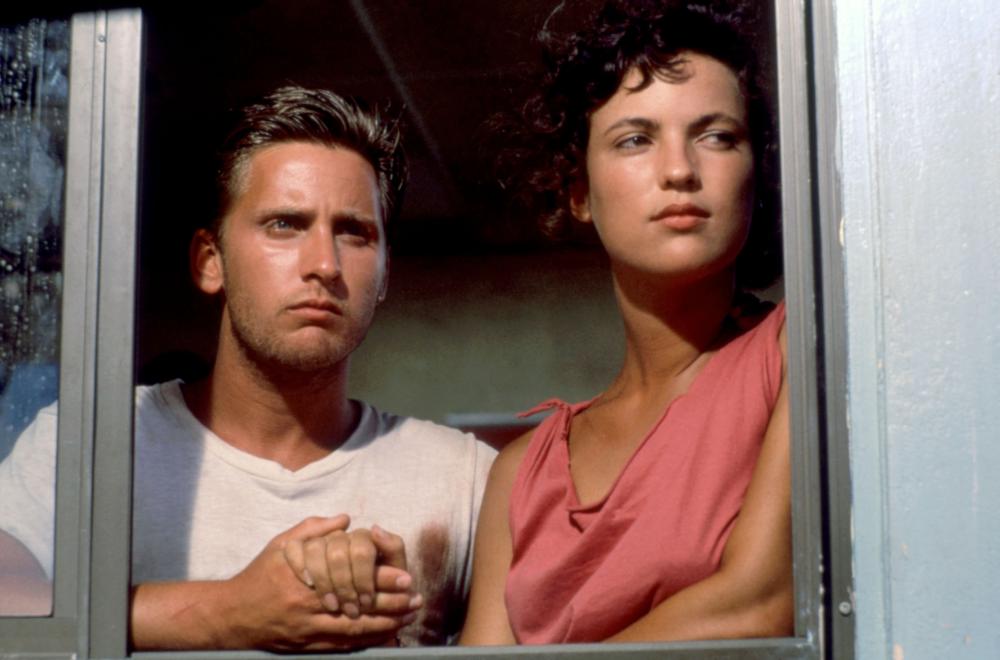 MAXIMUM OVERDRIVE, Emilio Estevez, Laura Harrington, 1986, (c)De Laurentiis Entertainment Group