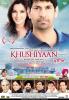 KHUSHIYAAN, international poster art in English, top from left: Tisca Chopra, Jasbir Jassi; singer cameos over cityscape: Ankita Shorey, Gurpreet Ghuggi; bottom from left: Kulbhushan Kharbanda, Rama Vij, Deep Dhillon, Vivek Shauq, Shrey Bawa, Tirlok Malik,