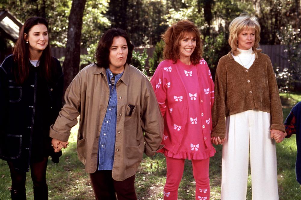 NOW AND THEN, Demi Moore, Rosie O'Donnell, Rita Wilson, Melanie Griffith, 1995, holding hands