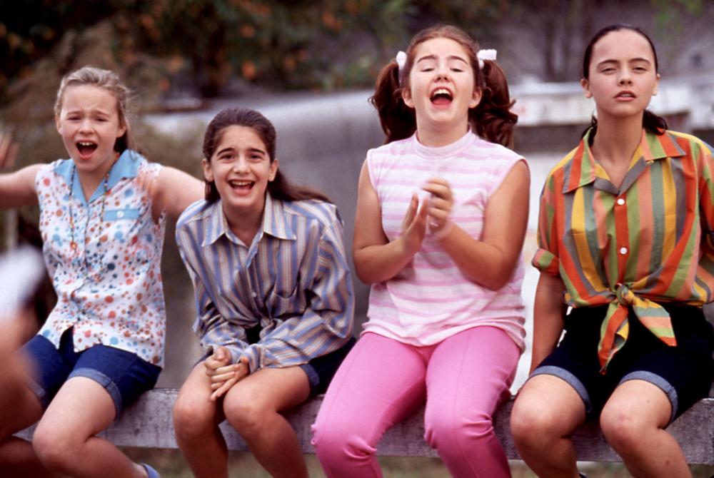 NOW AND THEN, Thora Birch, Gaby Hoffman, Ashleigh Aston Moore, Christina Ricci, 1995, excited