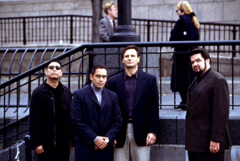 GUN SHY, Michael DeLorenzo, Jose Zuniga, Liam Neeson, Oliver Platt, 2000
