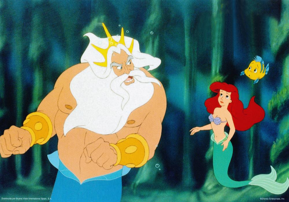 THE LITTLE MERMAID, from left: King Triton, Ariel, Flounder, 1989, © Walt Disney